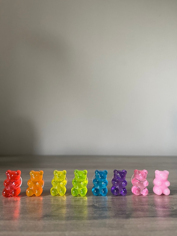 Chubby Rainbow Gummy Bear Croc Charms Set of 8 Charms 
