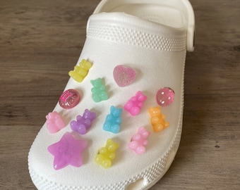 Pastel Rainbow Gummy Bear Shoe Charms | Set of 7 Charms