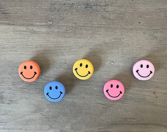 Retro Rainbow Smiley Face Shoe Charm Set | Set of 5 Charms