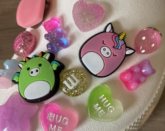 Squishmallow Stuffed Animal Inspired Shoe Charm | Option of Pink Unicorn Pig or Green Dragon Pig, Cow, or Octopus