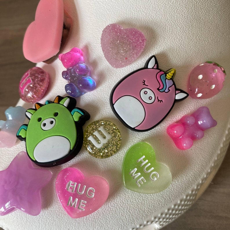 Squishmallow Stuffed Animal Inspired Croc Charm | Option of Pink Unicorn Pig or Green Dragon Pig 