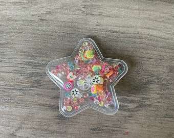 Moving Beads and Glitter Star Summer Croc Charm | Beads and Glitter Parts Move Inside Charm! - One Charm
