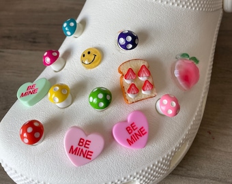 Tiny Rainbow Mushroom Shoe Charms | Set of 7 Charms