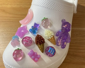 Ice Cream Cone Shoe Charm | Set of 2 Charms - Vanilla and Chocolate Soft Serve Ice Cream Cone Summer Shoe Charm