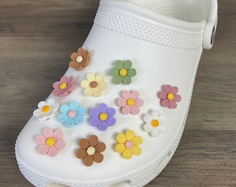 Retro Vibe Flower Shoe Charm Set | Set of 4 or 9 Charms (Any Combination of Colors)