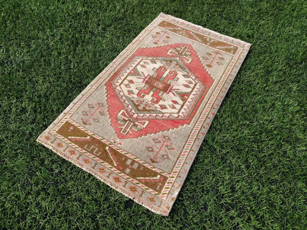 1.7x2.8 Ft Pastel Rug,small Vintage Rug,bathroom Rug,entry Rug,bohemian
