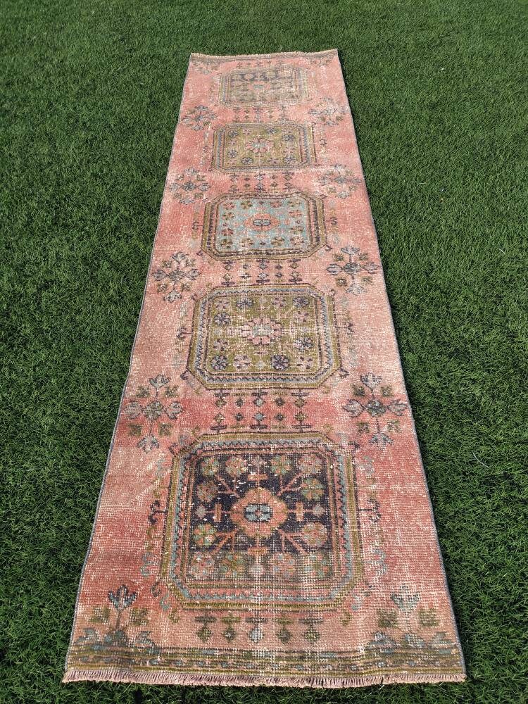 2.7x9.9 Ft 82x302 Cm Turkish Rug Small Carpet Rug Vintage Etsy