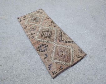 2x5 Runner Rug, Faded Red Rug, Handmade Wool Rug, Kitchen Rug, Bedroom Rug, Antique Rug, Entryway Rug, Corridor Rug,  Vintage Rug 2.0x4.7 ft