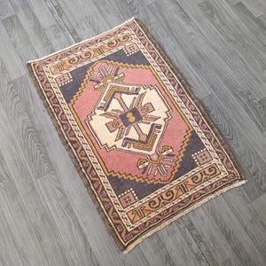 2x3 Rug, Faded Rug, Handmade Wool Rug, Doormat Rug, Bohemian Rug, Vintage Rug, Oushak Rug, Small Area Rug, Bathroom Kitchen Rug 1.9x2.7 FT.