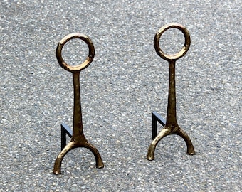 Tom Corbin Mercury Andirons - Brutalist / Sculptural