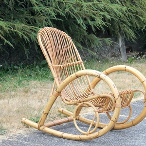 Vintage Rohé Noordwolde Rattan Rocking Chair