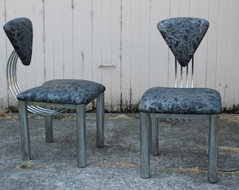FREE SHIPPING - Memphis Milano Post Modern Side Chairs - Attributed to Ettore Sottsass - Vintage 80s Mid Century
