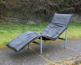 FREE SHIPPING - Vintage Tord Bjorklund for Ikea Skye Chaise Lounge Chair - Post Modern 80s Leather