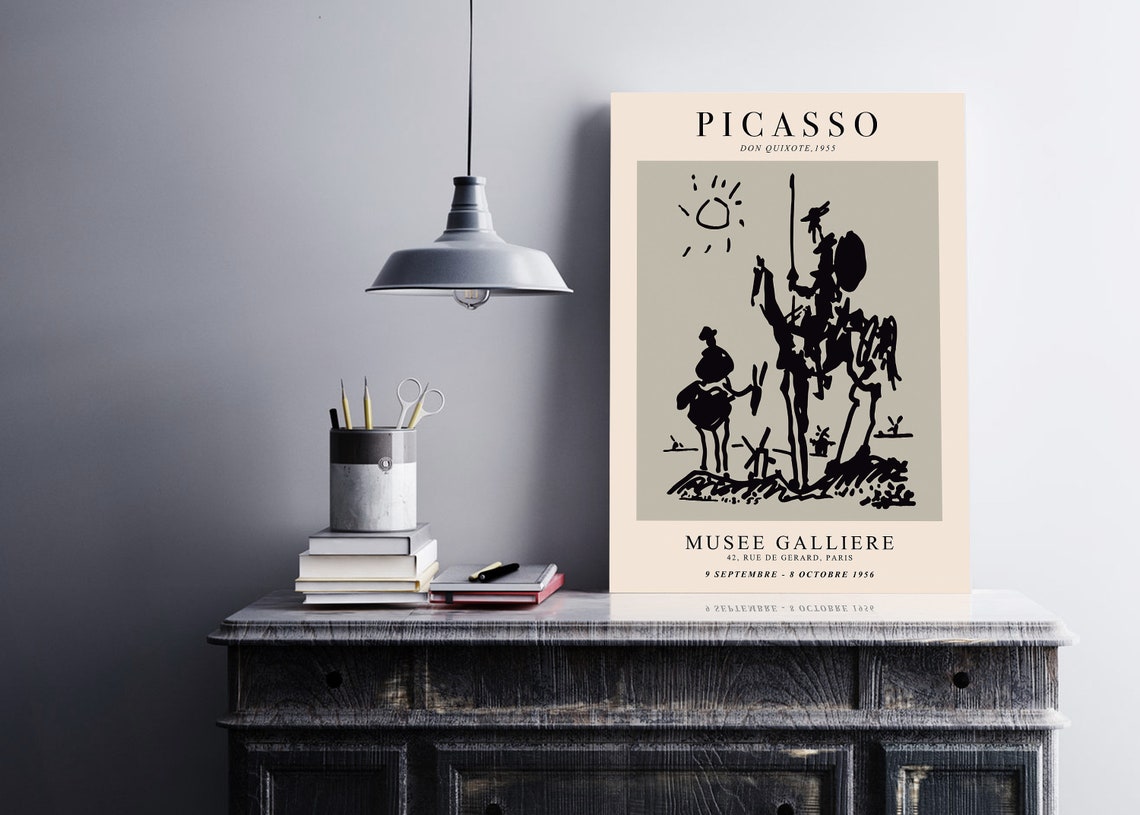 Picasso don quixote lithograph 1955 print pablo reserve vintage ebay Don quixote print picasso