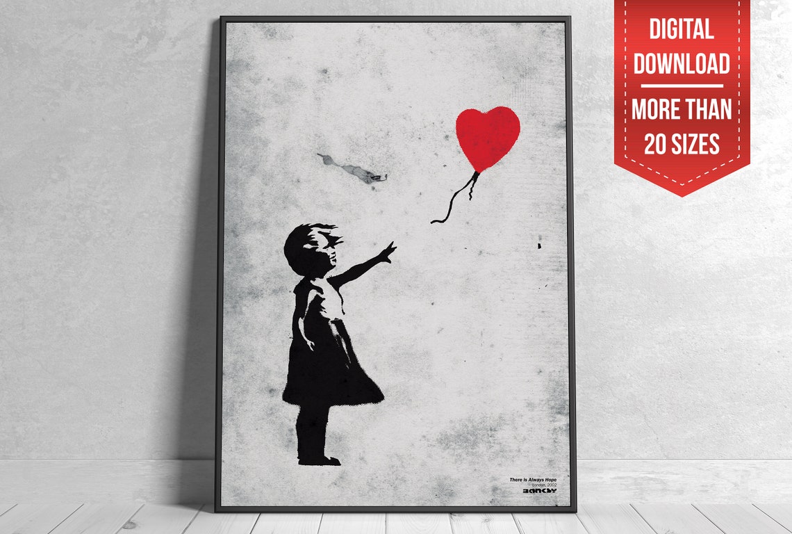 Banksy Poster. Girl With Balloon. There Is Always Hope. Banksy Etsy