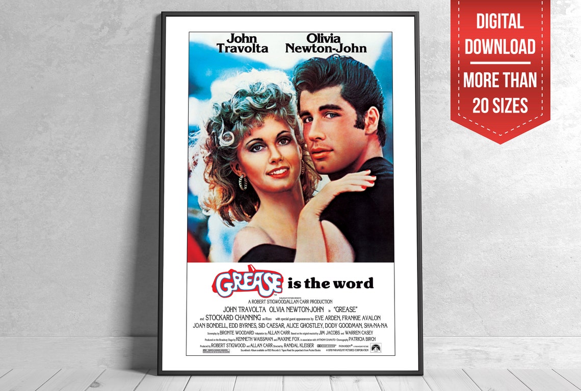 Grease Poster. Grease Movie Film Poster. Movie Wall Art. | Etsy