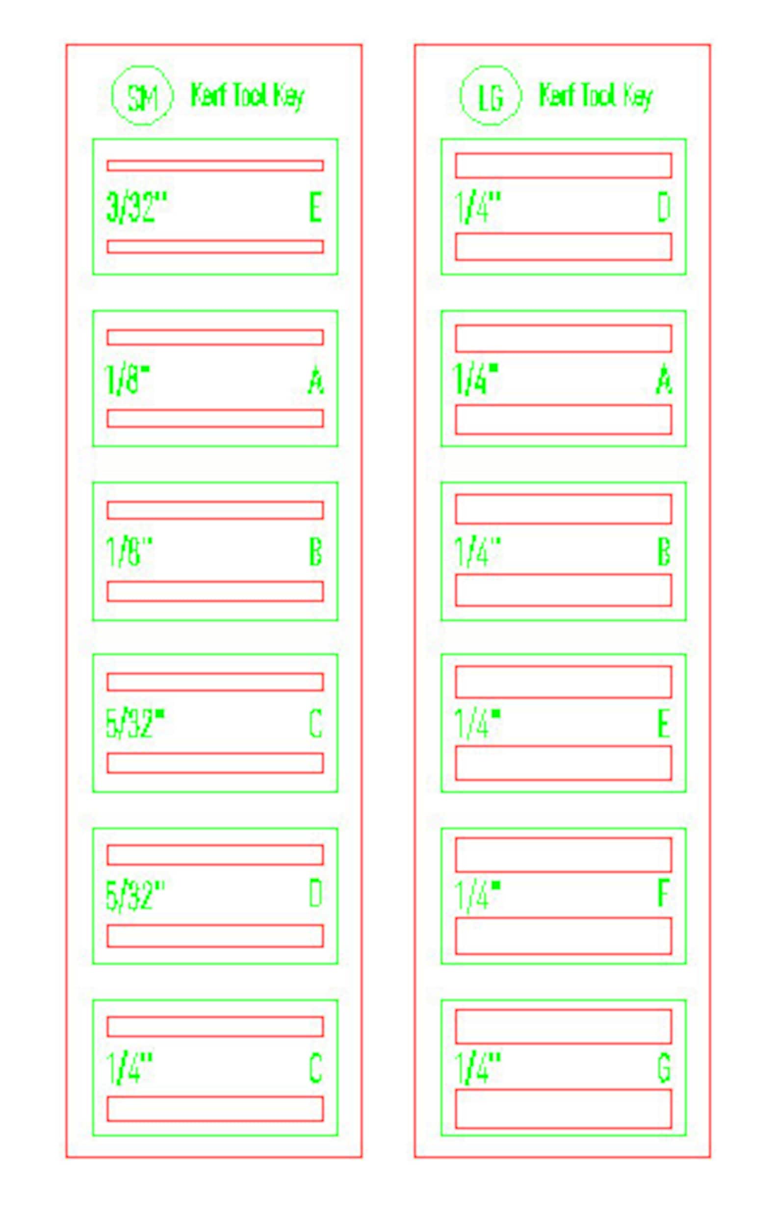 Kerf Tool Test Fit Guides for Laser Designs in 1/8