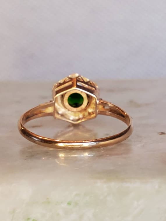Diopside Set in 10kt Yellow Gold Ring - Antique -… - image 7