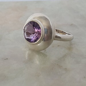 Round Cut Amethyst Set in Sterling Silver