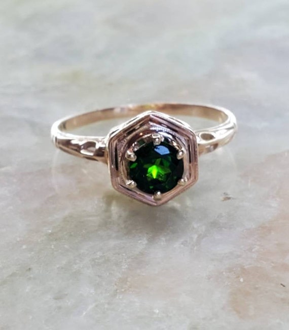 Diopside Set in 10kt Yellow Gold Ring - Antique -… - image 4