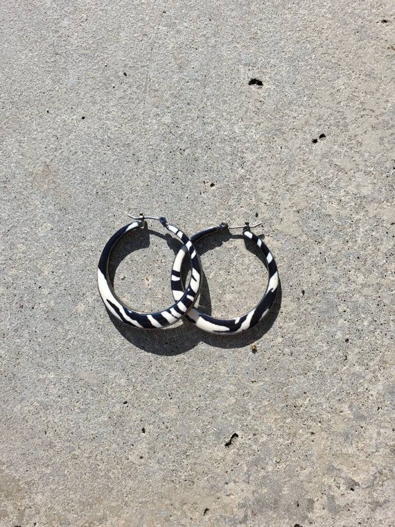 Black and White Animal Print Hoops