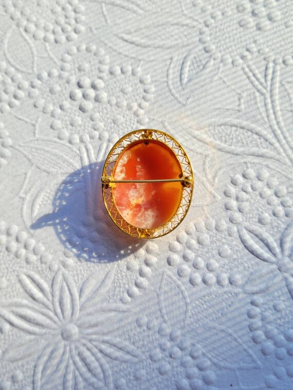 Vintage Cameo Brooch / Pin in 10kt Yellow Gold - image 3