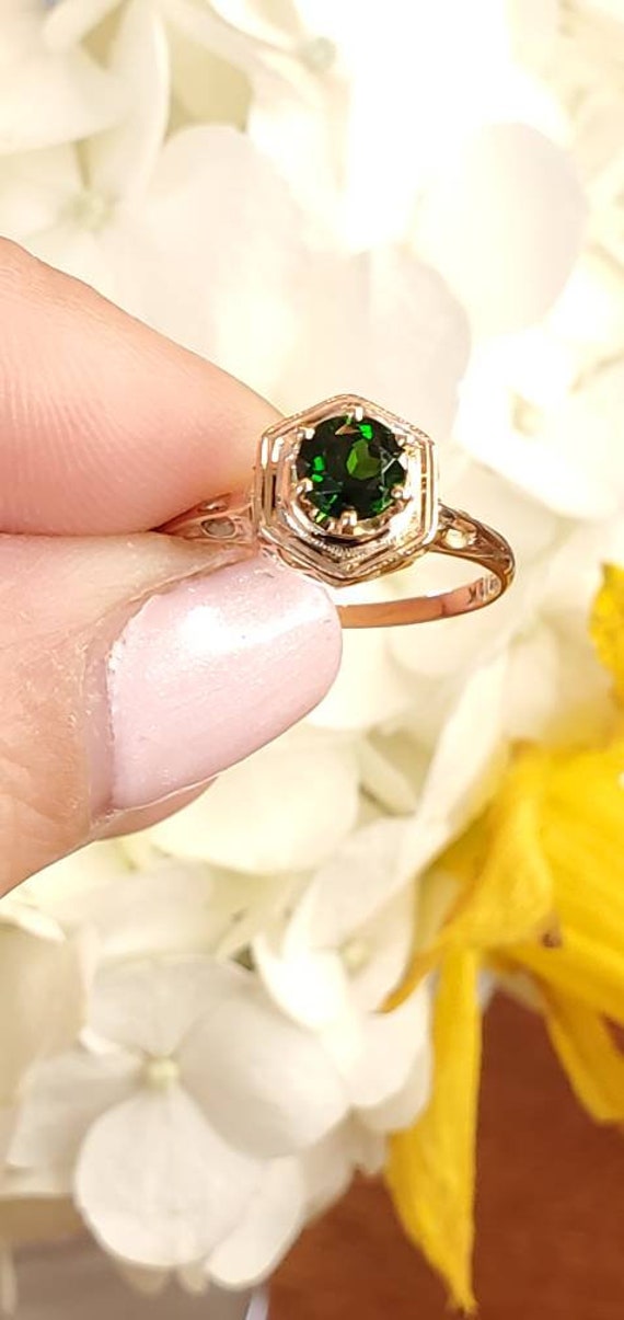 Diopside Set in 10kt Yellow Gold Ring - Antique -… - image 3