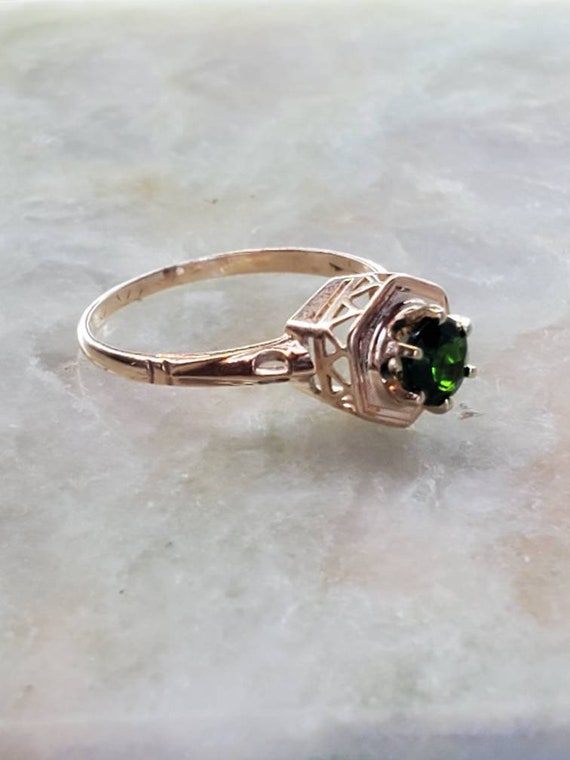 Diopside Set in 10kt Yellow Gold Ring - Antique -… - image 5