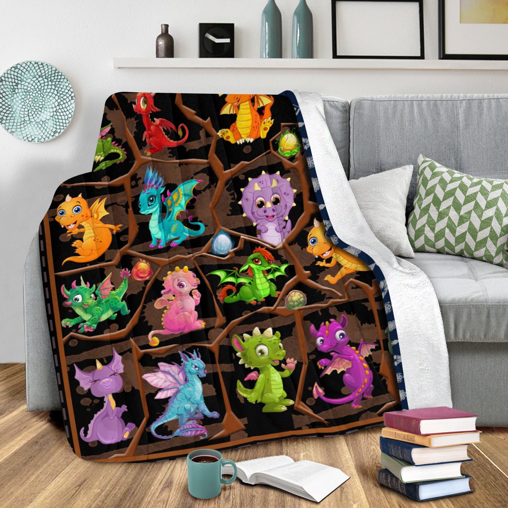 Colorful Baby Dragons Fleece Blanket Love Animal Fleece Etsy