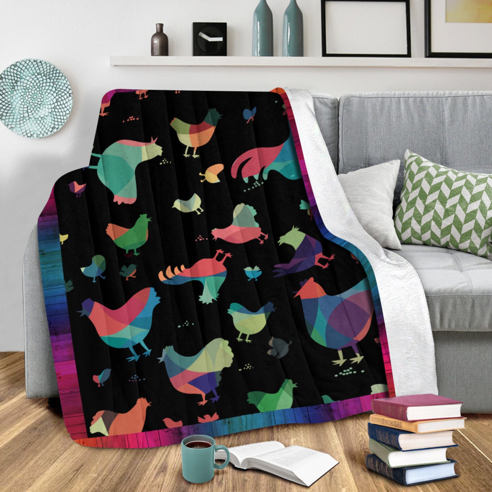Cute Chicken Fleece Blanket Animal Lover Blanket Picnic Etsy