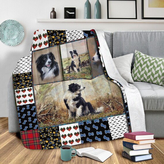 Cute Border Collie Pets Dog Fleece Blanket Pet Lovers Fleece Etsy
