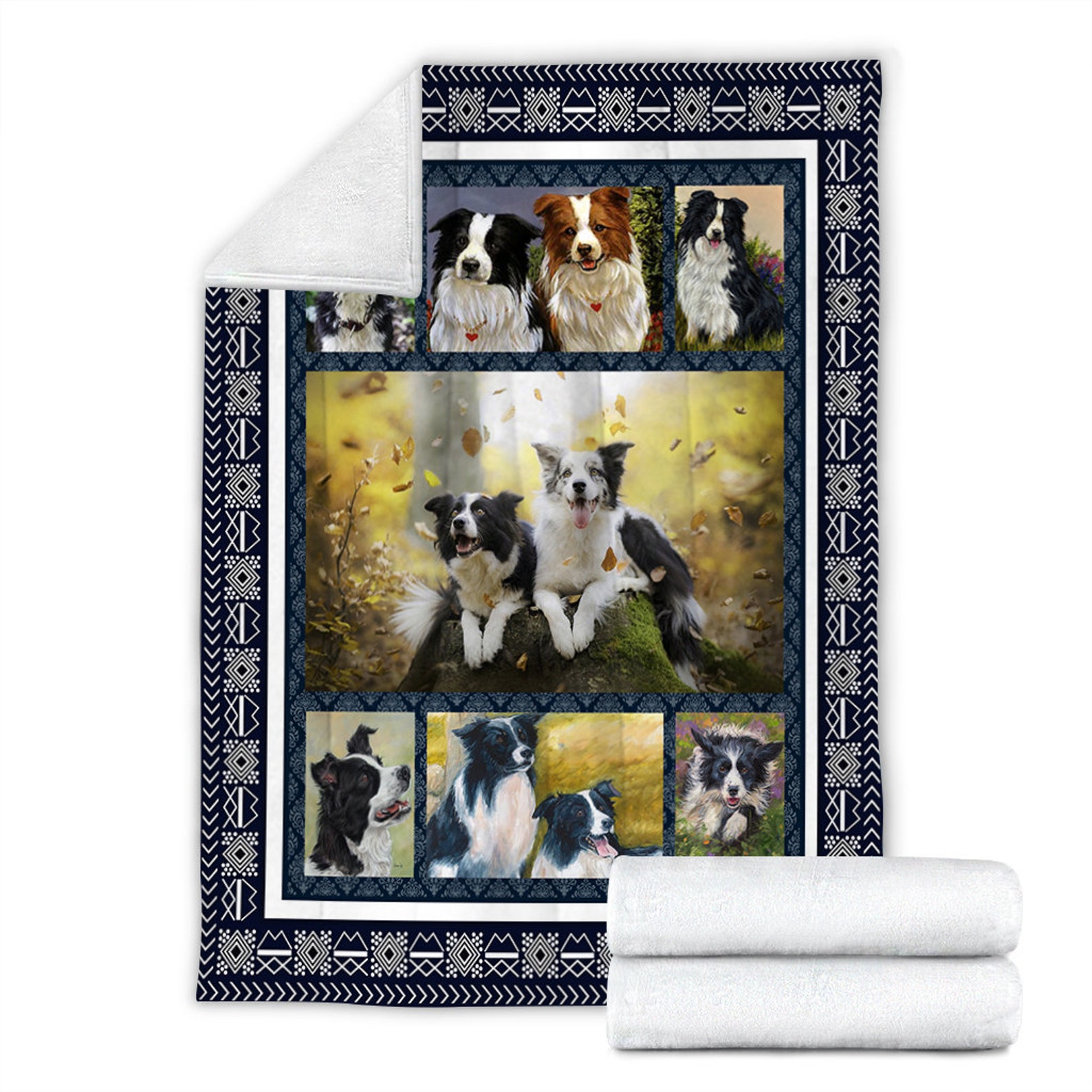 Cute Couple Border Collie Fleece Blanket Love Animal Fleece Etsy