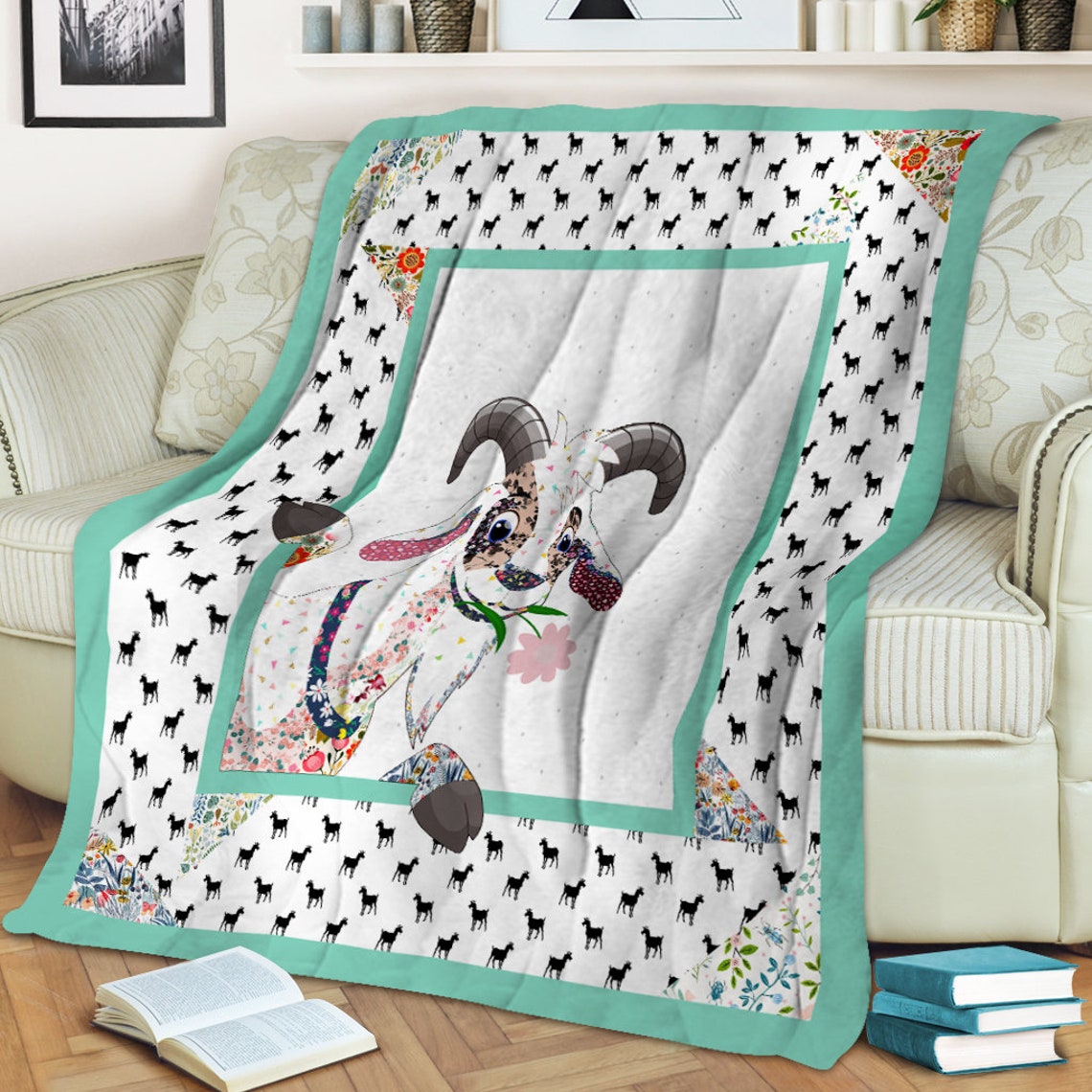 I Love Cute Goat Fleece Blanket Love Animal Fleece Blanket Etsy