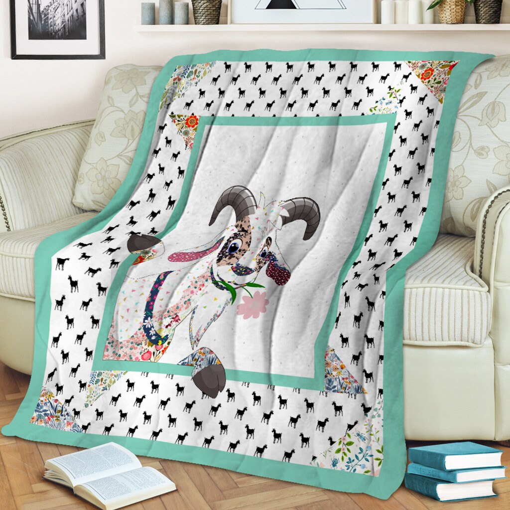 I Love Cute Goat Fleece Blanket Love Animal Fleece Blanket Etsy