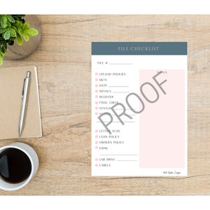 Customized Work File Check List Functional and Organized Pink and Light Blue/Grey