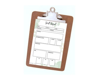 Hoja de informe de turno de enfermera para la recopilación y organización de datos de pacientes con vegetación y hojas