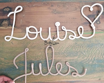 First Name Knitting Macramé - Children's room decoration - girl - birth gift - boy - baptism - baby name - babyroom - babyshower