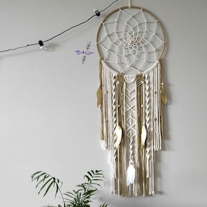 Goldener Kaki Traumfänger - Dekoration - Boho - Schlafzimmer - Boho-Stil - Traumfänger - hängend - Wand - Hochzeit - Makramee - Zuhause - Wohnzimmer