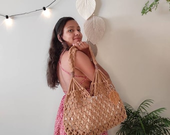 Boho macrame beach bag - boho - net bag - women's bag - market bag - handmade - women's accessory - handbag - macrame bag - tote