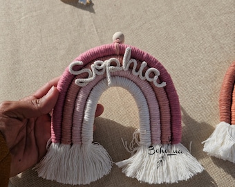 Decorative rainbow for children's room - baby - birth gift - baptism - car charm - macrame - organic cotton - first year