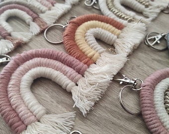 Rainbow macrame key ring accessory - bag charm - birth gift - baptism - birthday - keychain - woman - rainbow