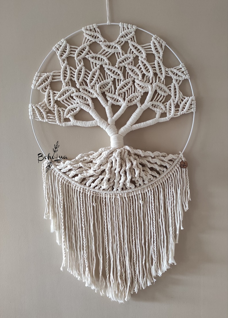 Maxi Arbre de vie GUAJUMARU zen tree Attrape-rêve decoration macramé cotton plume balançoire chambre maison studio image 9