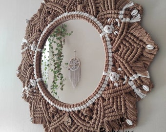 MANDALA Sun Ray Mirror - home decoration - wall - bedroom - macrame - living room - bathroom - mirror - zen - shell