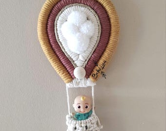 Macrame baby hot air balloon - children's room decoration - girl - boy - birth gift - childcare - baby room - macrame balloon