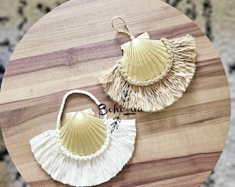 CONCHA macrame wall sconce scallop shell - birthday gift - beach - shell - gift - beach - shell - deco - camino de santiago