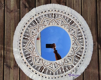 Maxi Mirror LOTUS ENERGY - Mandala - Macramé - decoration - Boho - bedroom - living room - entrance - reiki - bathroom - artisanal - flower