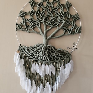 Maxi Arbre de vie GUAJUMARU zen tree Attrape-rêve decoration macramé cotton plume balançoire chambre maison studio image 8