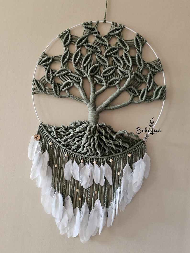 Maxi Arbre de vie GUAJUMARU zen tree Attrape-rêve decoration macramé cotton plume balançoire chambre maison studio image 8