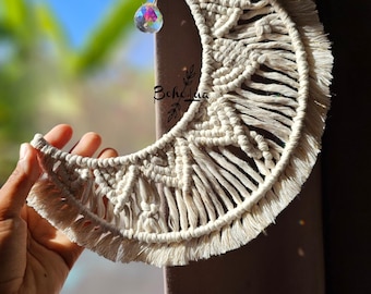 Moon Suncatcher - macrame decoration for bedroom - baby - child - sun catcher - moon - gift - birth - chakras - reiki