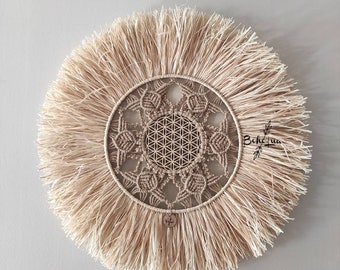 Mandala FLOWER OF LIFE - natural fibers - chakra - boho decoration - ethnic - home - bedroom - living room - studio - balance - zen - flower